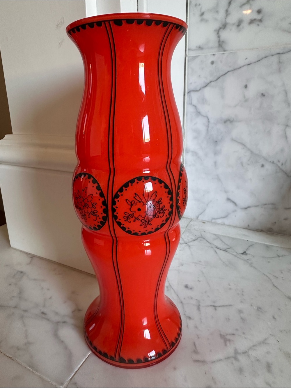 🎃 Vintage Czech Bohemian Art Deco Glass Vase